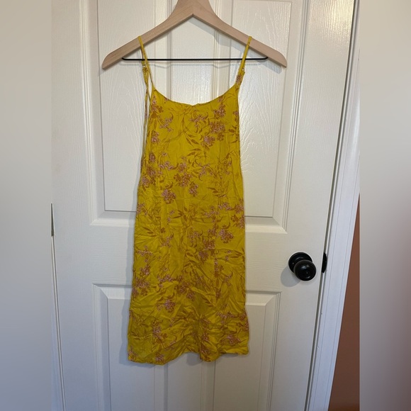 Free People In Control Mini Slip Dress Yellow Combo - Picture 2 of 5